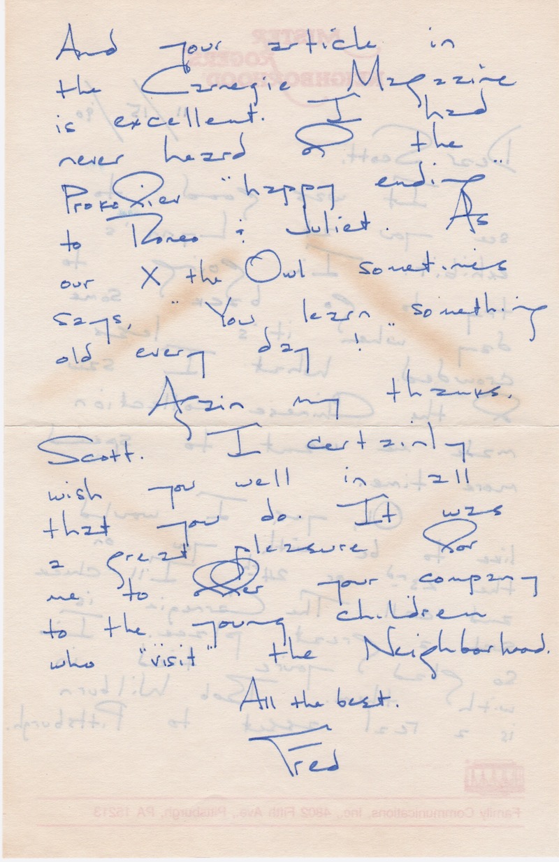 Mister Rogers note reverse