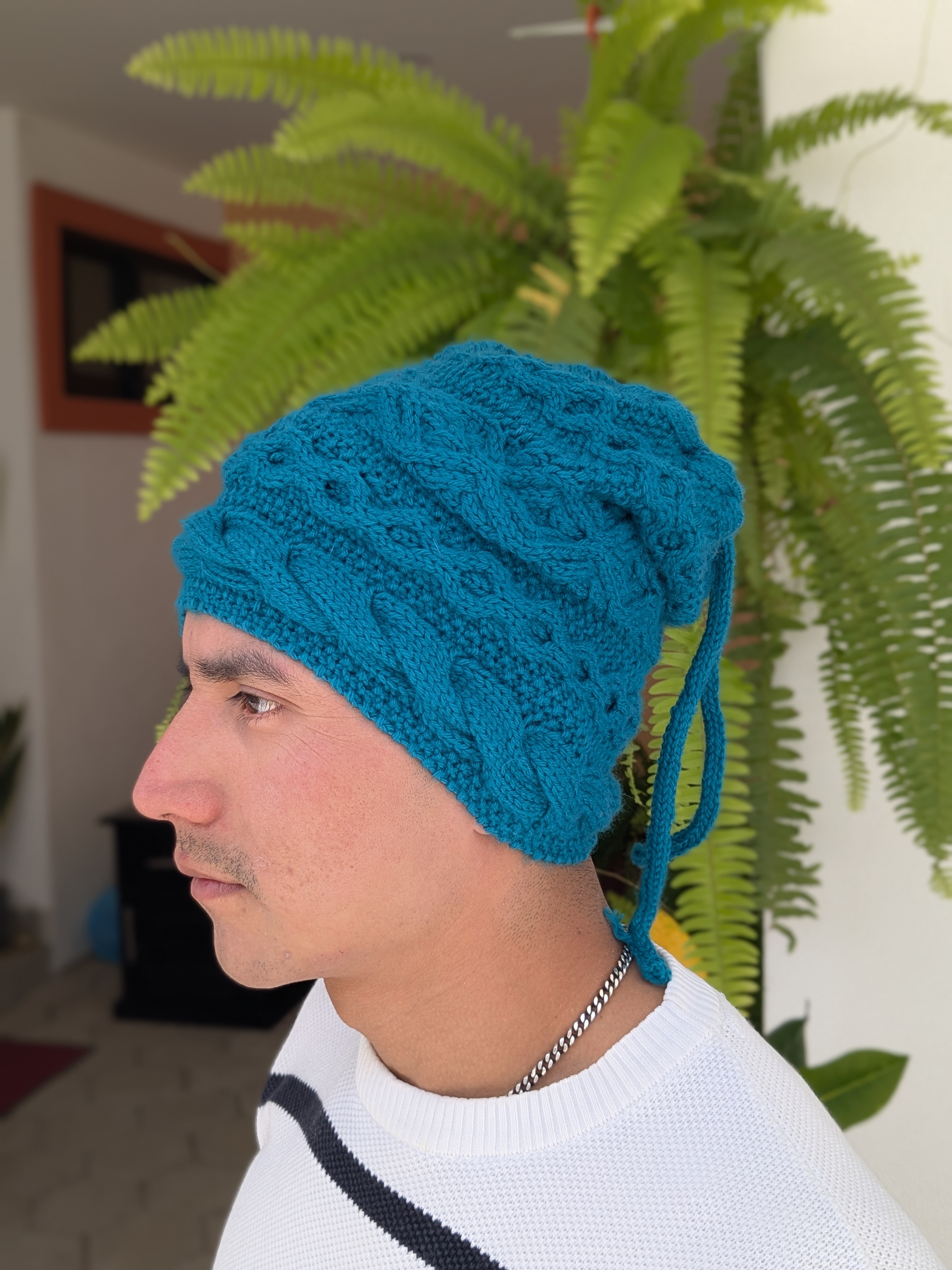 Side view of knitted cap